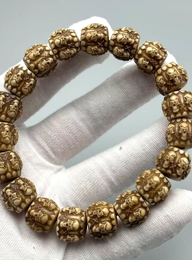 保真驼骨雕刻六面骷髅头手串藏式文玩骨制品收藏把玩个性小众孤品