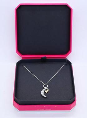 韩版小众时尚简约百搭气质镶钻银色星星月亮迷你吊坠拉珠锁骨项链