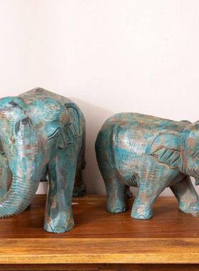 东南亚整木大象摆件实木雕刻泰国风格家居饰品玄关办公室会所装饰