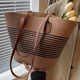 One-shoulder crossbody large straw bag