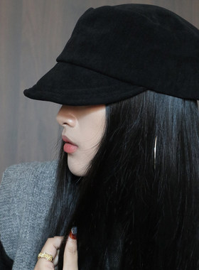 秋冬复古老钱风磨毛鸭舌帽女