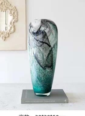 现代时尚玻璃花瓶摆件时尚软装家居客厅餐桌插花器饰品