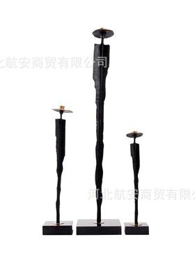 现代简约创意竹竿人带帽人隐士人物装饰品样板房售楼处装饰品软装