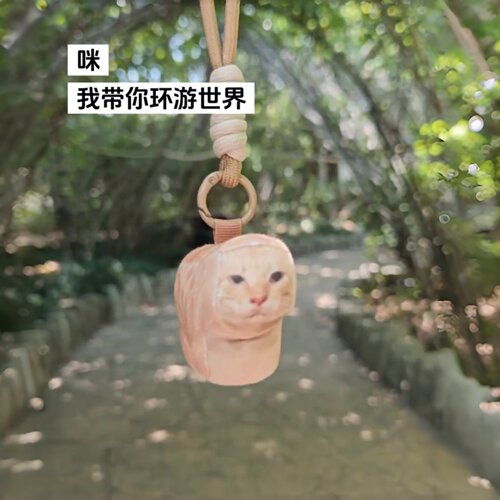 圆头耄耋小猫咪挂件方块宠物狗猫动物拍照打卡玩偶搞怪挂件装饰品 - 图2