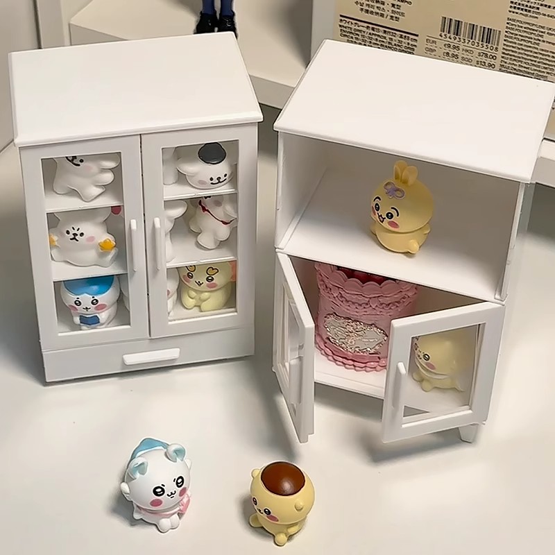 Desktop storage box pain cabinet mini cute grain bar organizer display multi-layer dustproof millet figure blind box storage