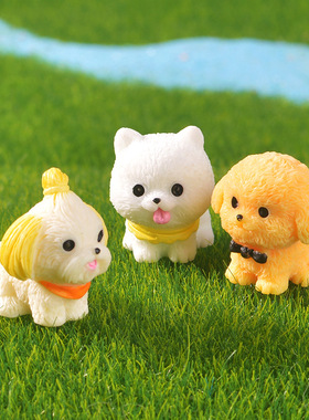 微景观仿真围兜小狗树脂摆件