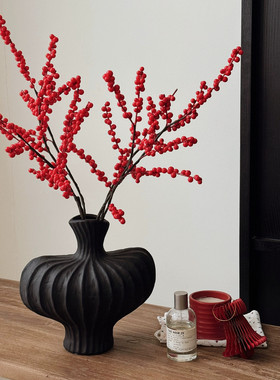 侘寂风陶瓷花瓶插花摆件感小众家居装饰法式轻奢花瓶陶瓷花器