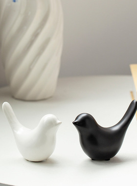 北欧简约陶瓷小鸟抽象摆件软装家居样板房装饰品厂家批发亚马逊