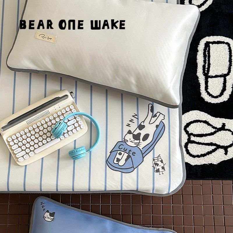 熊一醒醒少女心冰丝凉席凉感空调席子学生宿舍夏天床垫U软席子1.8,淘宝优惠券,粉丝福利购,淘宝优惠卷