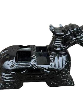 黑色龙龟底座大号令牌圆棍方尺精品底座手工木质雕刻工艺品