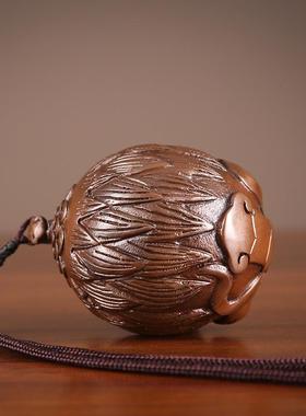 紫铜小狮子挂件家居工艺品摆件事事如意铜迷你手把玩件