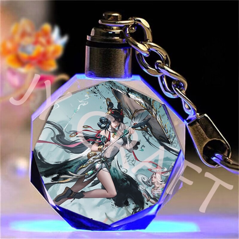 王者荣耀水晶王者荣耀水晶发光钥匙扣定制卡通动漫书包挂件送男女生日礼物毕业