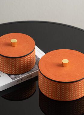 艺子高级房橙色编装纹理设计师样板YJ-PH-49贝间玄关饰盒实织木收