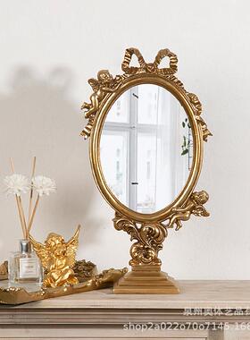欧使式宫廷复古天化妆镜梳妆镜礼品个性创TSHZJ意镜摆子台件树脂
