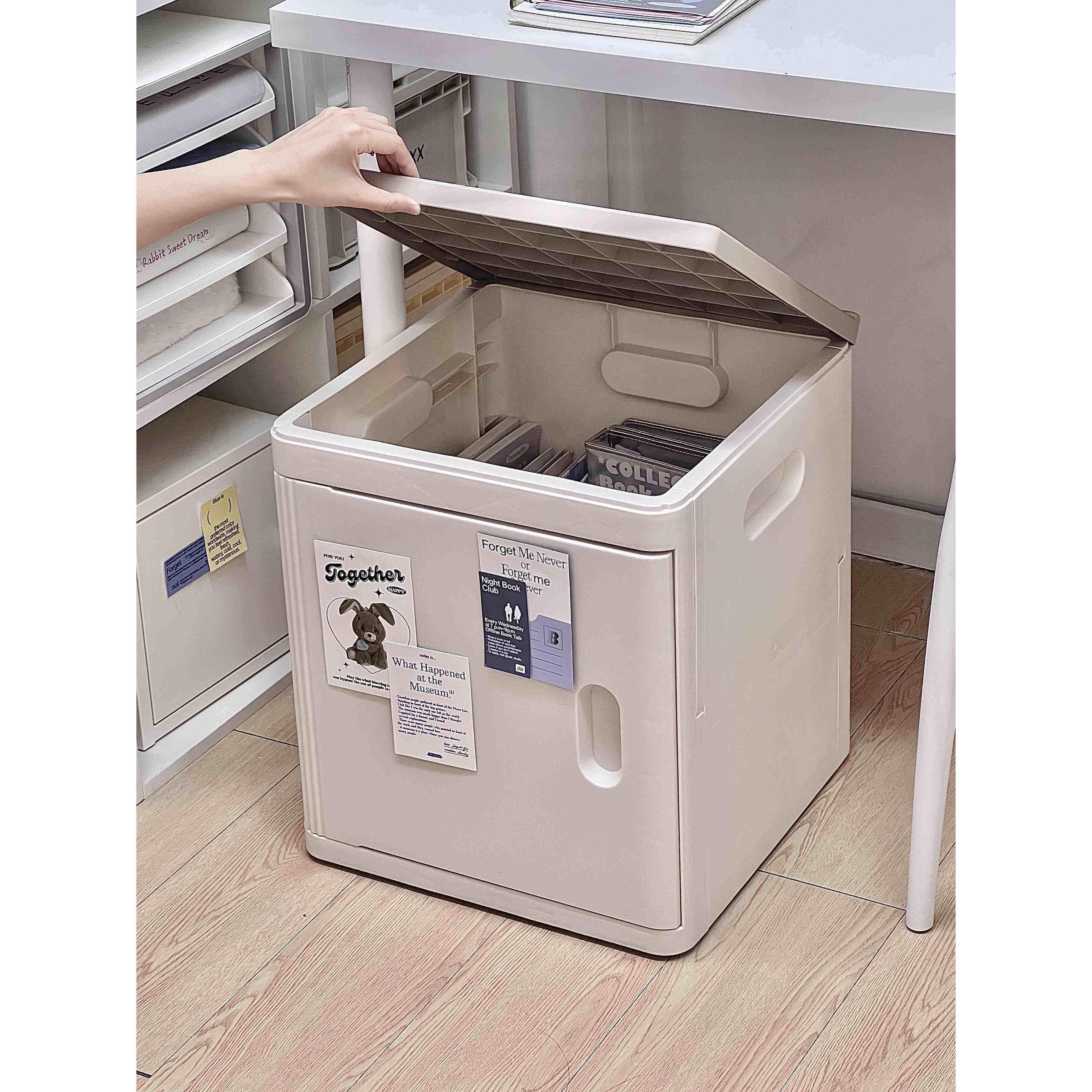 书桌下收纳神器！学生桌底落地可叠加翻盖式收纳箱文具书本置物架,淘宝优惠券,粉丝福利购,淘宝优惠卷