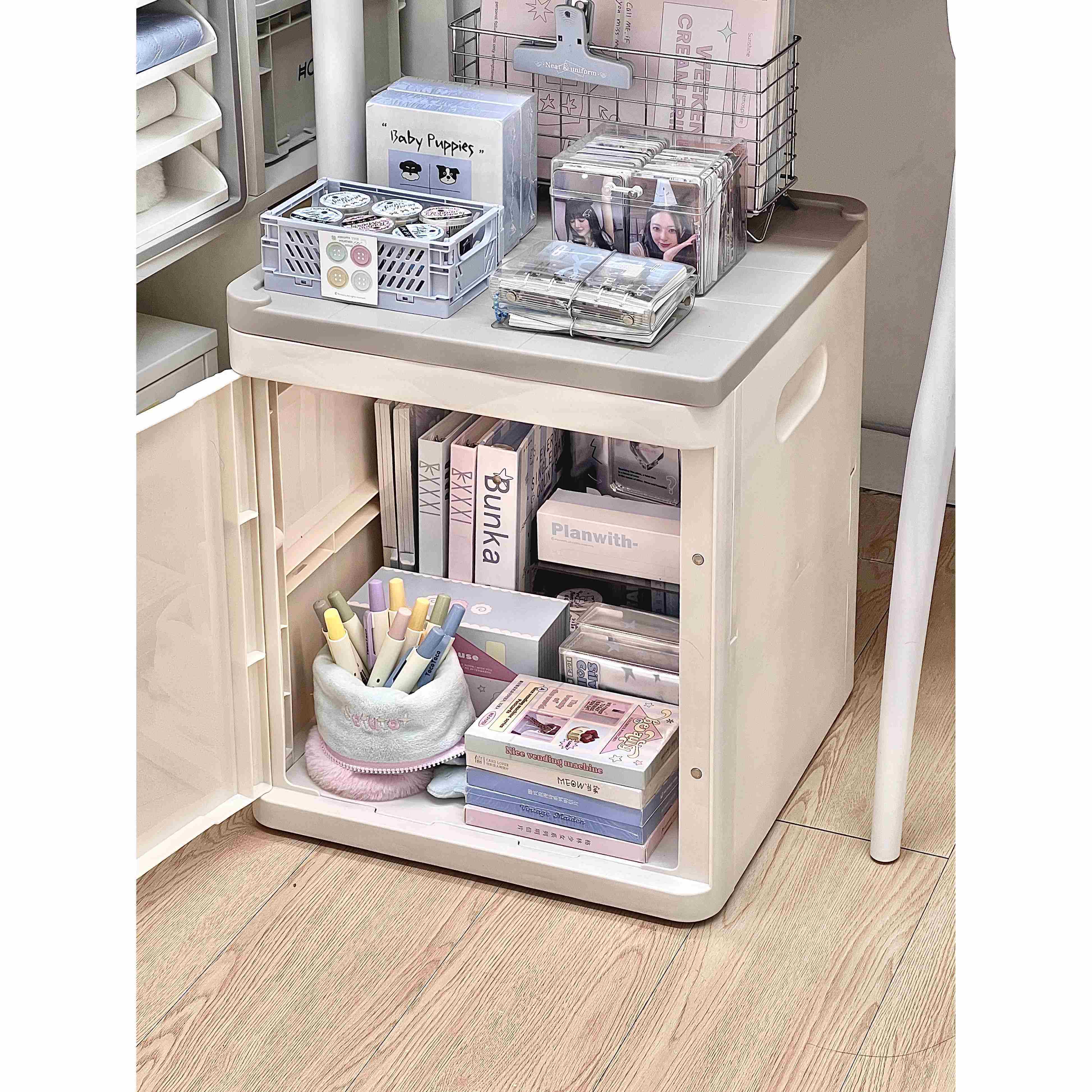 书桌下收纳神器！学生桌底落地可叠加翻盖式收纳箱文具书本置物架,淘宝优惠券,粉丝福利购,淘宝优惠卷