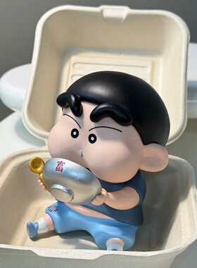 卡通蜡笔小新干饭公仔PVC动漫角色质装饰品摆件可爱桌面潮玩手办