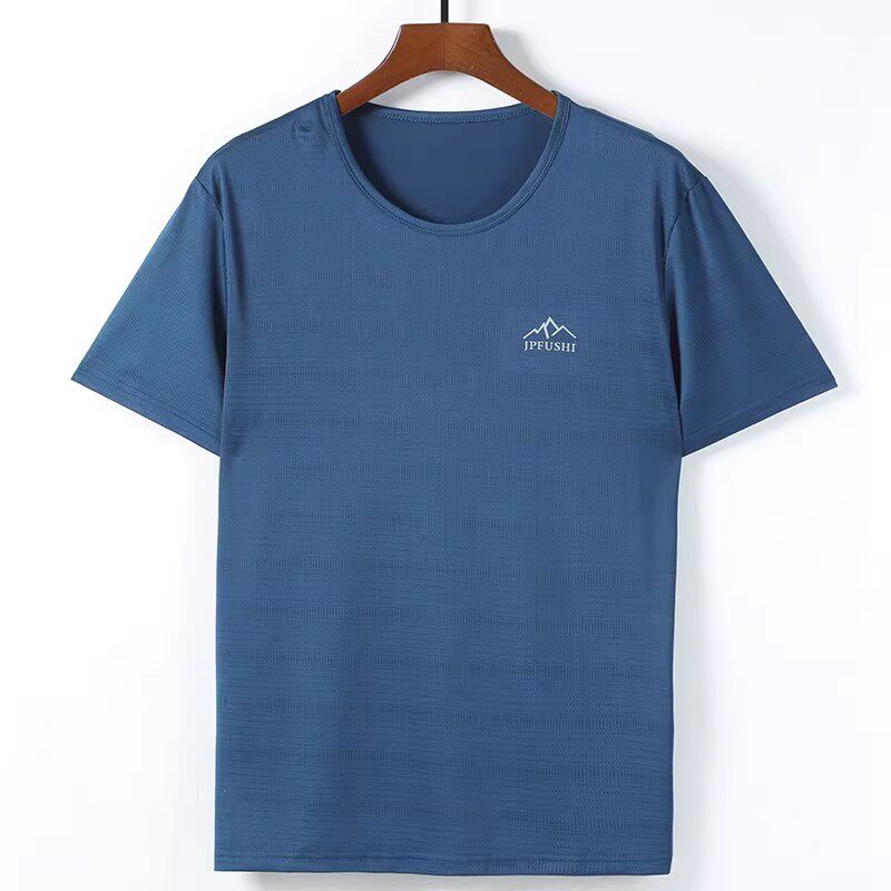 盛卡伦中老年冰丝速干短袖T恤男夏装透气凉感宽松圆领上衣爸爸装