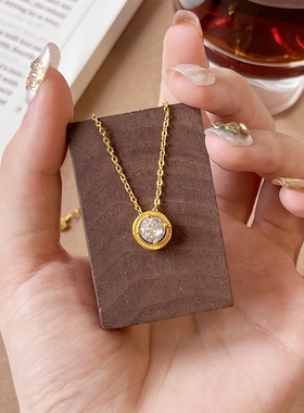 潮港福18K金古法金泡泡钻石项链