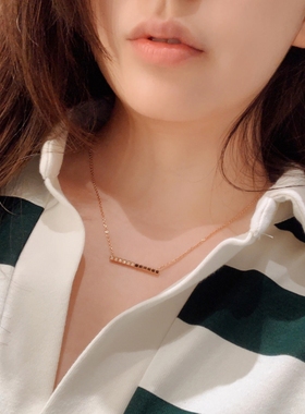 潮港福18K金小冰块项链纯银方块