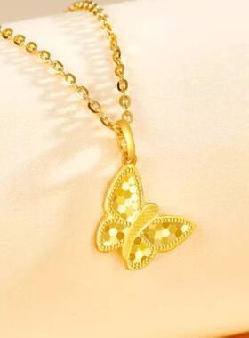 18K金闪闪碟项链蝴蝶纯银黄金潮