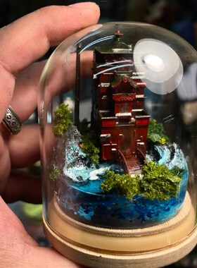 纯手工制作油屋温泉馆手工微缩C场景模型手办装饰摆件创意礼物