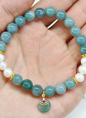 日本品质国朝ins学生闺蜜平安扣小众设计轻奢翡翠珍珠手串手链饰