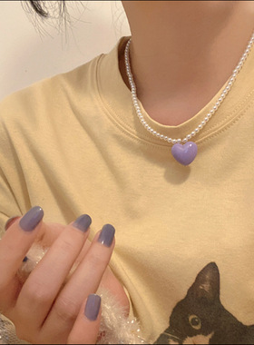 爱心珍珠项链女2024年新款轻奢小众设计感高级锁骨链小米珠链颈链
