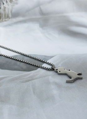 新款项链男小恐龙吊坠ins嘻哈潮牌挂件夏天小众设计潮流挂坠链子