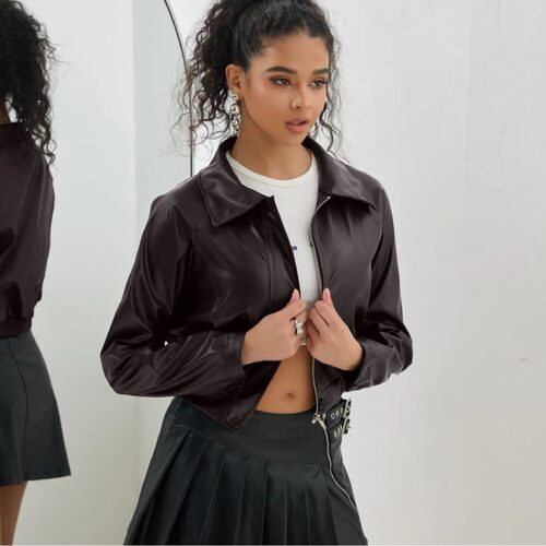翻领拉链休闲夹克外套 Flip collar zipper casual jacket jacket - 图2