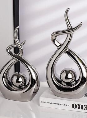 现代轻奢电镀银软装摆意件电镀银晨家居客厅酒柜品电视装饰创柜桌