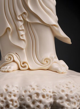 速发萨瓷24吋佛平观音佛像猛犸牙黄大师林建光观世音菩陶像摆件