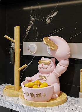 速发招财口玄关放摆纳收件装饰品客厅门猫入户鞋柜置物架乔迁之喜