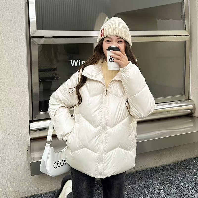 羽绒棉服女短款亮面2025年冬季新款立领女装百搭加厚棉衣韩版潮