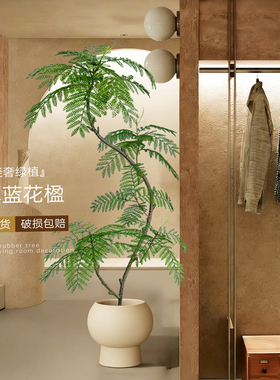 仿真绿植蓝花楹室内橱窗落地盆栽装饰摆件高端轻奢仿生植物氛围树