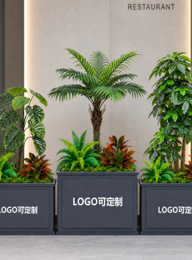 商场橱窗仿真绿植花箱隔断摆件