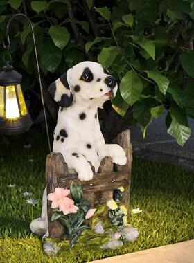 庭院树脂工关艺太阳能灯仿真小24138狗品摆件花园挂院子玄装饰品