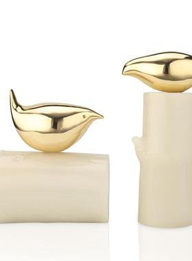 脂树工品摆件桌面商欧式电镀艺竹节鸟务软NA1997装摆礼品