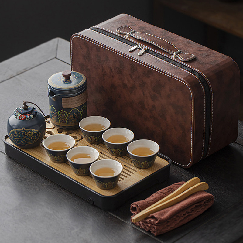 旅行茶具简约户外便携式陶瓷快客杯一壶四杯办公室功夫泡茶壶,淘宝优惠券,粉丝福利购,淘宝优惠卷