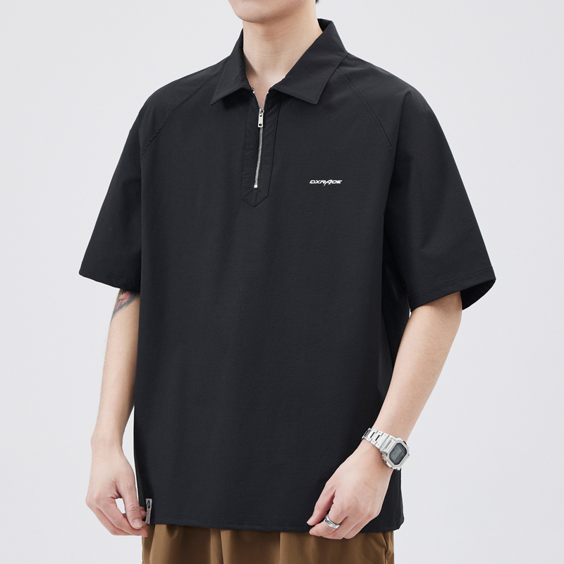 JEEP SPIRIT吉普polo衫短袖男春秋宽松休闲半袖美式半拉链翻领t恤