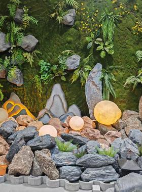 仿真PU泡沫石头景观假泡沫石头灰色酒店园林工程沙生石黑山石