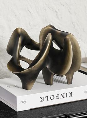 轻奢创意金色镂空摆件树脂工艺品样板间售楼处客厅电视柜桌面玄关