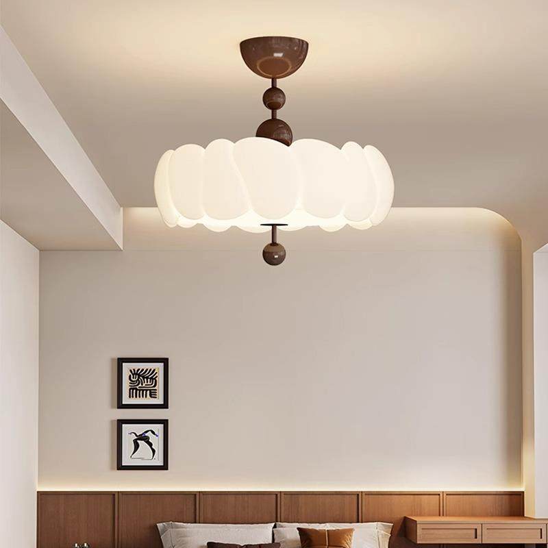 奶油风吸顶灯中古风创意时尚条褶圆形led法式明亮护眼房间卧室灯,淘宝优惠券,粉丝福利购,淘宝优惠卷