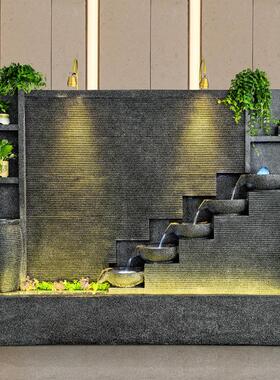 欧式创意屏风摆件水幕墙客厅玄关别墅瀑布树脂水景招财装饰工艺品