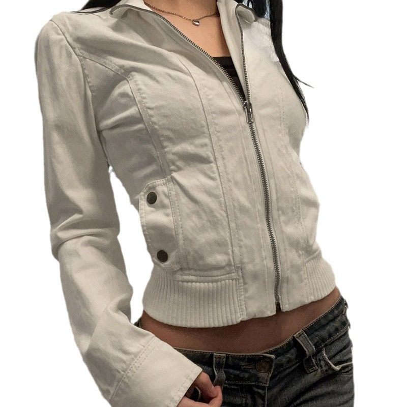 Retro long sleeved workwear jacket women复古长袖夹克衫外套女 - 图0