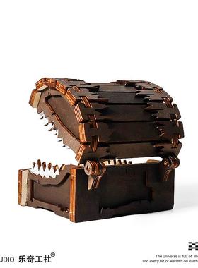 小心被咬！怪物宝箱收纳盒子木质 创意工艺品摆件