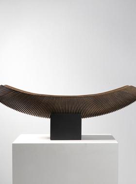 简约现代新中式船型长条摆件样板房售楼处客厅玄关别墅家居装饰品