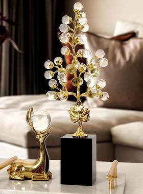 紫水晶葡萄摆件客厅高级感轻奢招财创意家居装饰品玄关酒柜工艺品