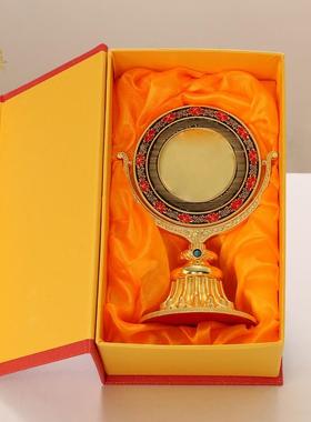 藏式准提镜宝镜密宗装饰摆件佛前家用随护身平面镜准提佛母镜礼盒