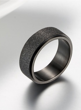 亚马逊钛钢磨砂旋转戒指不锈钢金